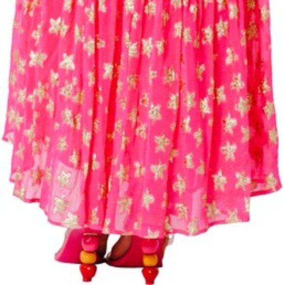 Ciebon Hot Pink Gold Loxi Metallic Star Print Maxi Dress - Picture 8 of 9